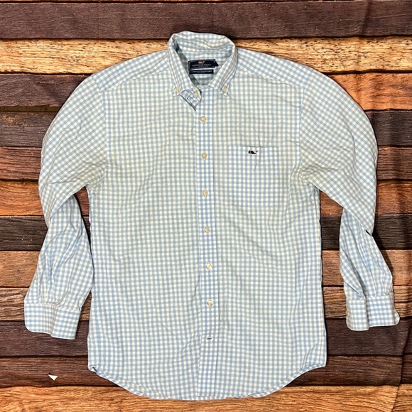 Vineyard Vines Classic Fit Tucker Blue Shirt Plaid Button Down Shirt Mens - Picture 1 of 6